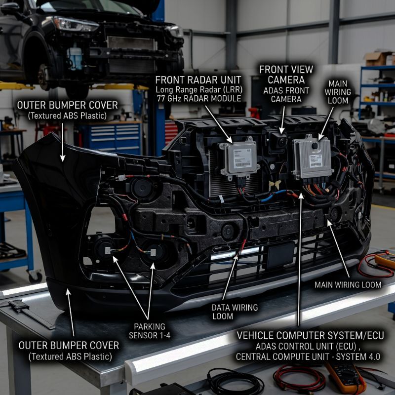 bumper-cover-showing-the-inside-modules-to-be-replaced-New-Beginnings-Collision-Center-Newport-News-VA