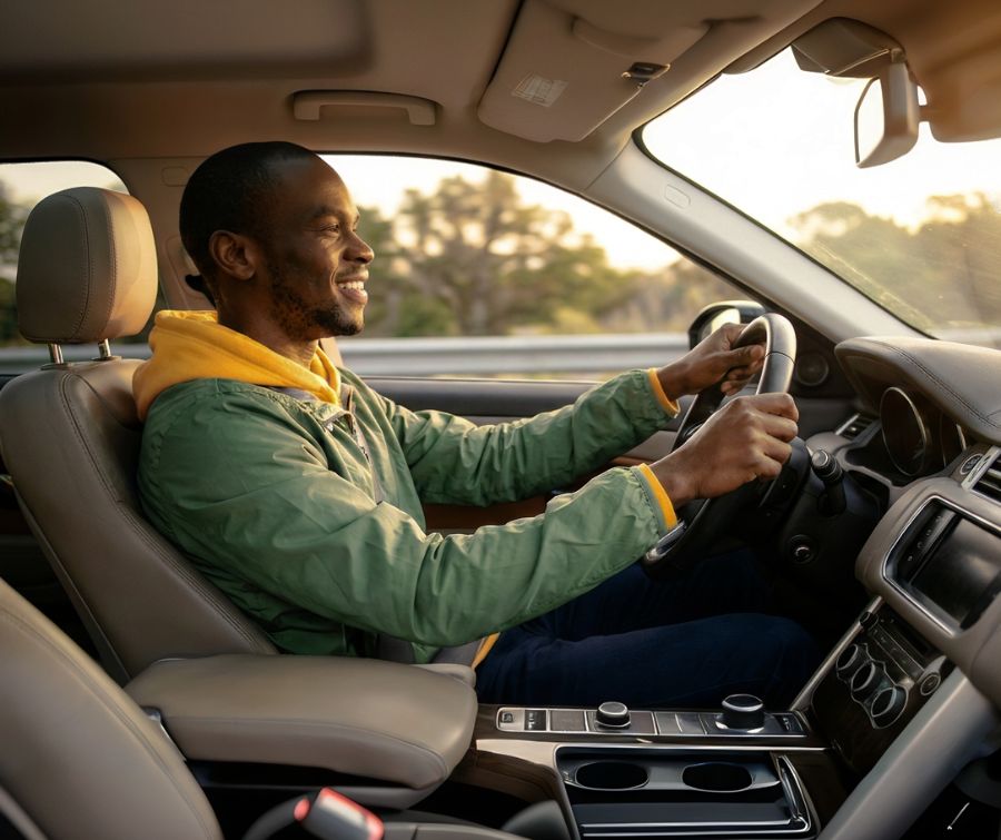 Man driving car with USAA insurance to New Beginning Collision Center Newport News VA Man-driving-car-with-USAA-insurance-to-New-Beginning-Collision-Center-Newport-News-VA