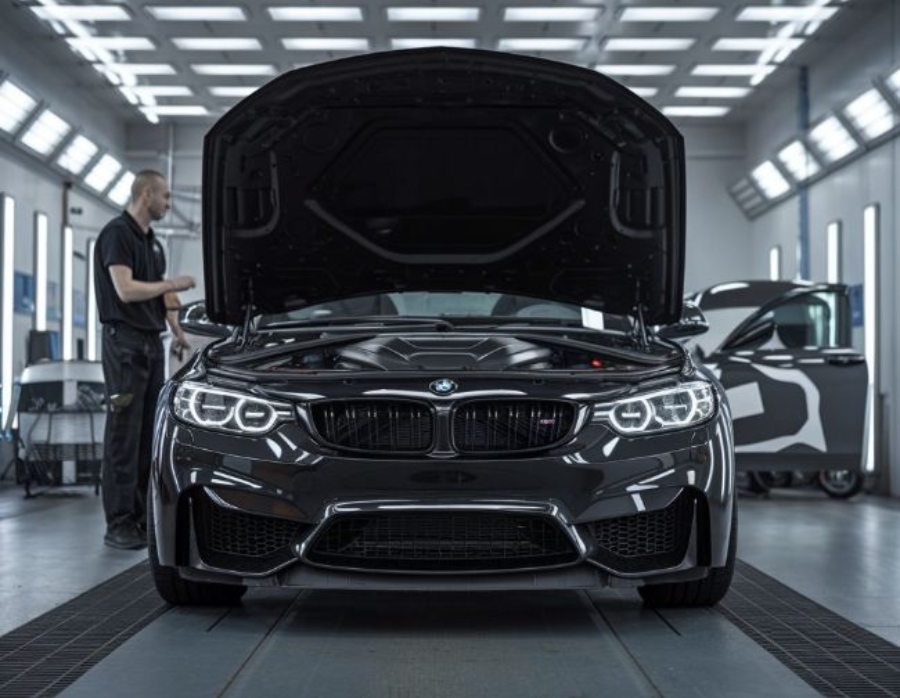 Collision Center bmw in paintbooth Collision Center bmw in paintbooth