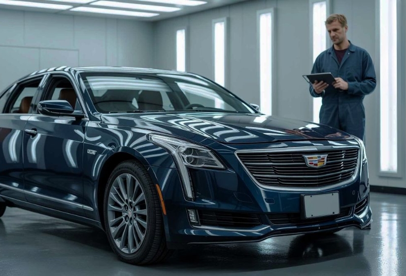 Collision Center cadillac iin paintbooth Collision Center cadillac in paintbooth