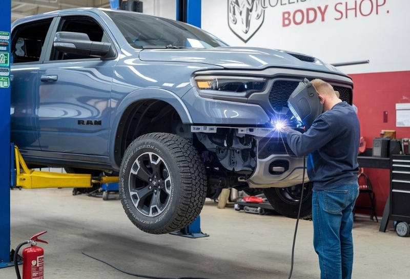 RAM Certified Collision Repair tech welding