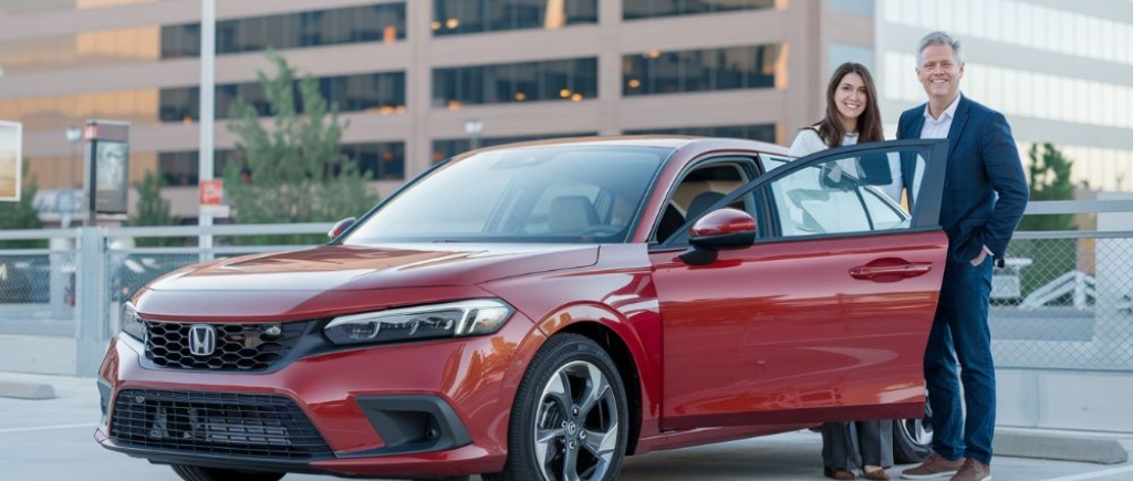 Newport News Auto Body Shop honda parked with couple